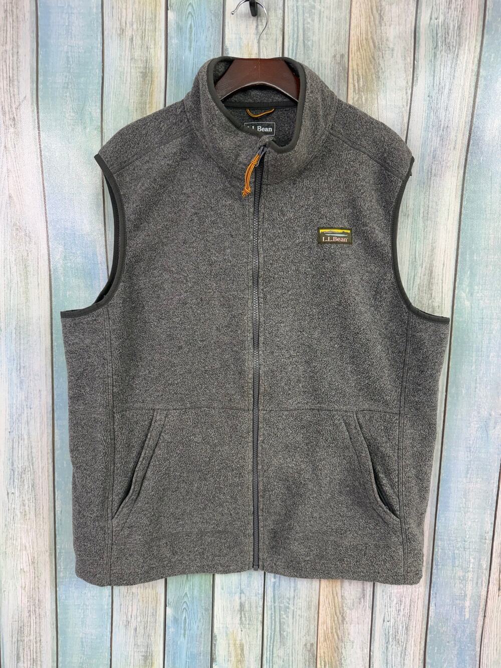 L.L. Bean Mountain Classic Fleece Vest Zip Up Grey Large Men's Sleeveless Jacket